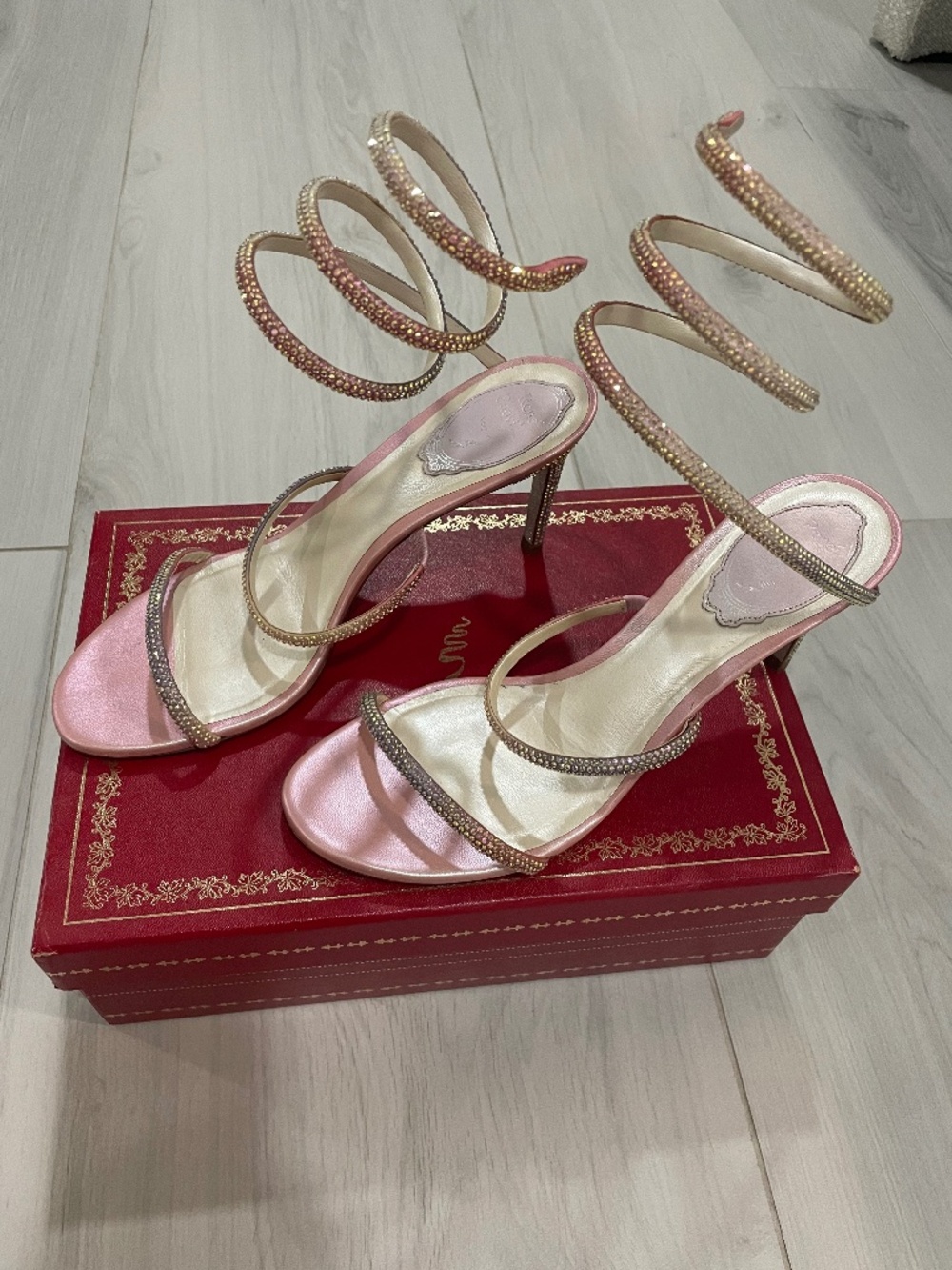 Rene Caovilla Pink Crystal Sandal